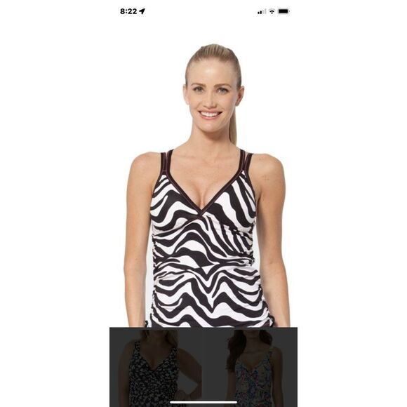 Cole Of California Zebra Cross Front Tankini NWOT Sz XL - Picture 11 of 11